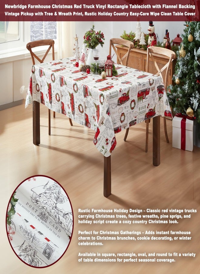 Newbridge Farm Fresh Christmas Tree Vinyl Tablecloth with Flannel Backing, Vintage Retro Holiday Print, Wipe Clean, 60 x 84 Inch Rectangle - Image 2