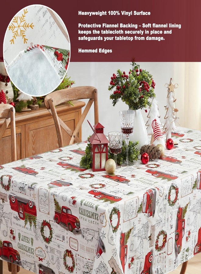 Newbridge Farm Fresh Christmas Tree Vinyl Tablecloth with Flannel Backing, Vintage Retro Holiday Print, Wipe Clean, 60 x 84 Inch Rectangle - Image 4