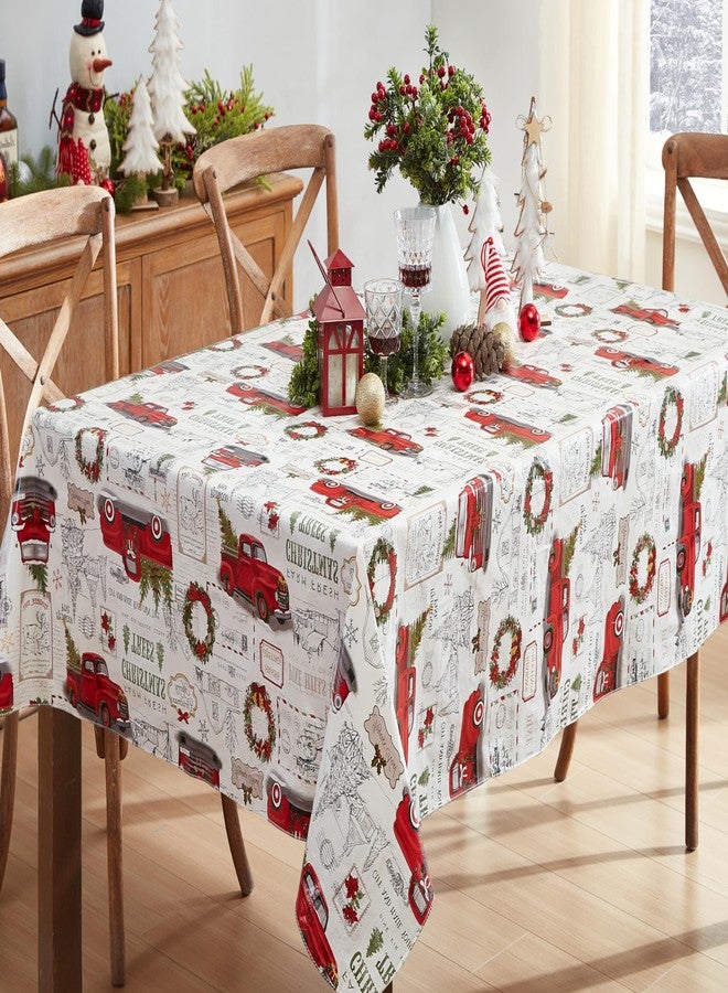 Newbridge Farm Fresh Christmas Tree Vinyl Tablecloth with Flannel Backing, Vintage Retro Holiday Print, Wipe Clean, 60 x 84 Inch Rectangle - Image 5