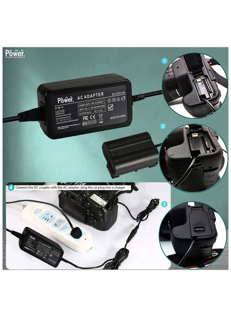 DMK Power ACK EH-5 Plus EP-5B Replacement AC Power Adapter Charger Compatible with Nikon 1 V1 D500 D600 D610 D750 D800 D810 D7000 D7100 D7200 DSLR Cameras