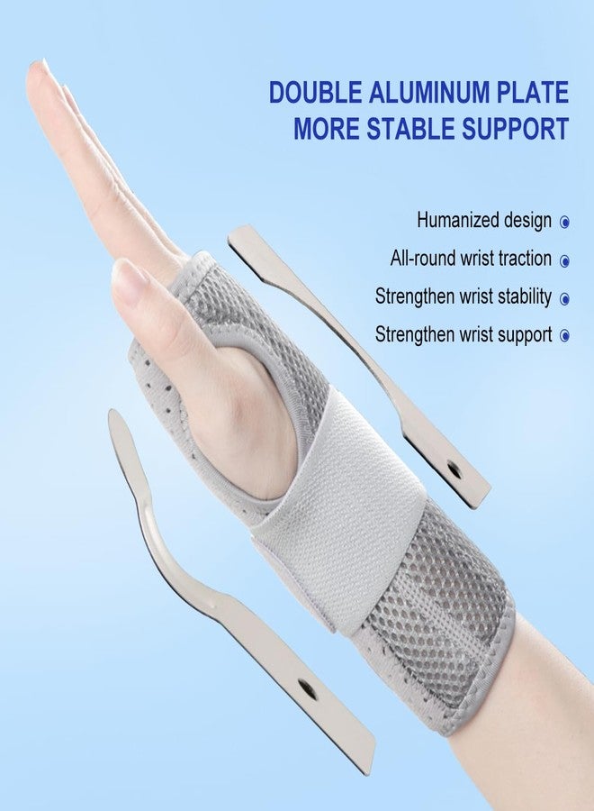 iStabo Carpal Tunnel Wrist Brace Night Support - Rigid 2 Rigid Metal Splints Stabilizer with 3 Adjustable Straps for Pain Relief, Tendonitis, Arthritis & Sprain – Hand Brace for Women Men (Right Hand, Gray, Medium) - Image 3