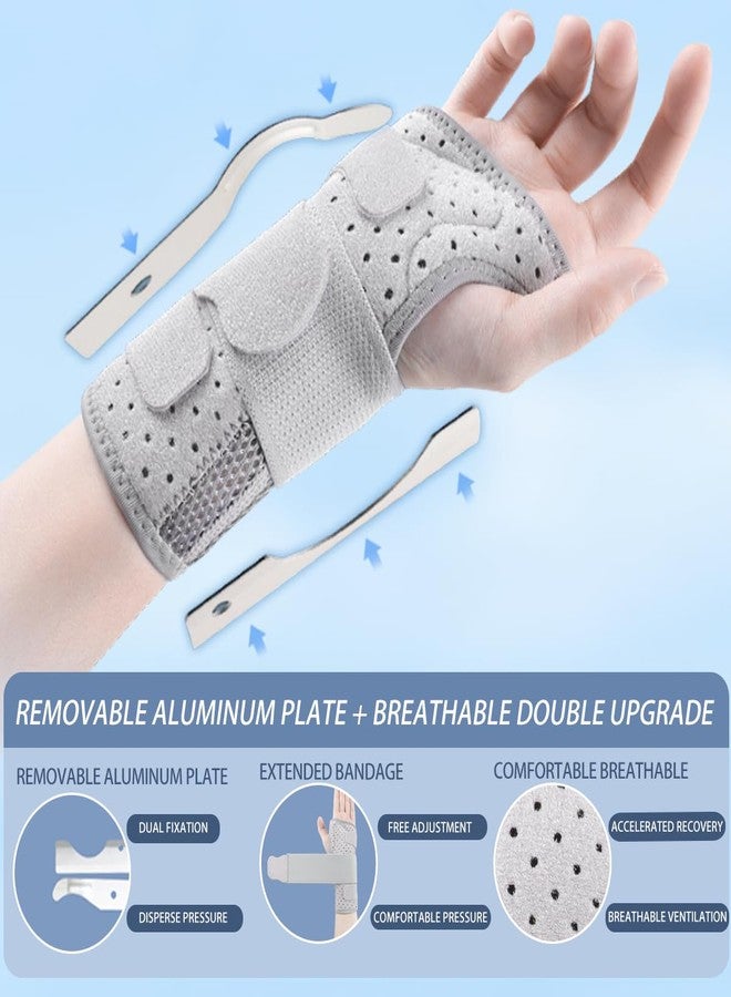 iStabo Carpal Tunnel Wrist Brace Night Support - Rigid 2 Rigid Metal Splints Stabilizer with 3 Adjustable Straps for Pain Relief, Tendonitis, Arthritis & Sprain – Hand Brace for Women Men (Right Hand, Gray, Medium) - Image 2