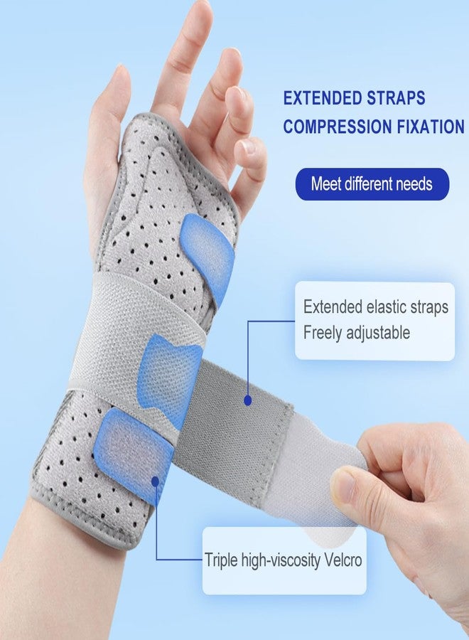 iStabo Carpal Tunnel Wrist Brace Night Support - Rigid 2 Rigid Metal Splints Stabilizer with 3 Adjustable Straps for Pain Relief, Tendonitis, Arthritis & Sprain – Hand Brace for Women Men (Right Hand, Gray, Medium) - Image 4