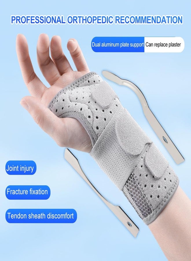 iStabo Carpal Tunnel Wrist Brace Night Support - Rigid 2 Rigid Metal Splints Stabilizer with 3 Adjustable Straps for Pain Relief, Tendonitis, Arthritis & Sprain – Hand Brace for Women Men (Right Hand, Gray, Medium) - Image 5