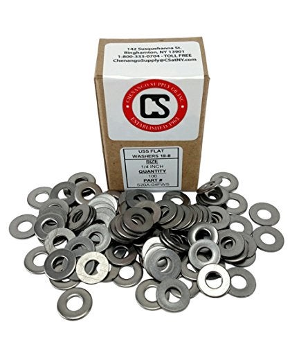 Chenango Supply Stainless Flat Washers 1/4 Inch, 304 Stainless Steel, 100 Pieces (1/4 Flat Washer) - Image 2