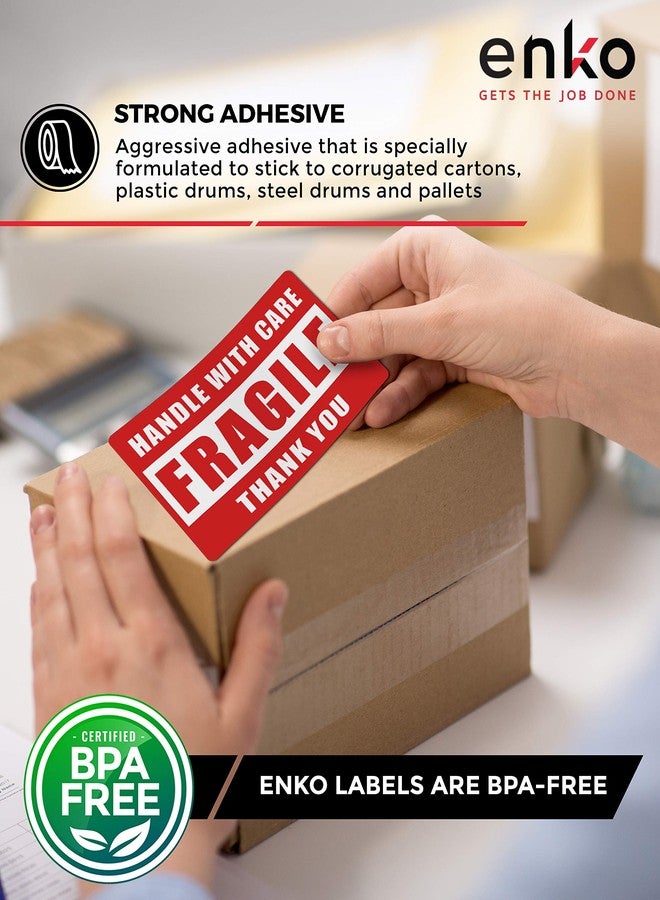 enKo Products enko 3 x 5 Inch Large Fragile Stickers Handle with Care Warning Packing Shipping Label - Permanent Adhesive (1 Roll, 500 Labels) - Image 5
