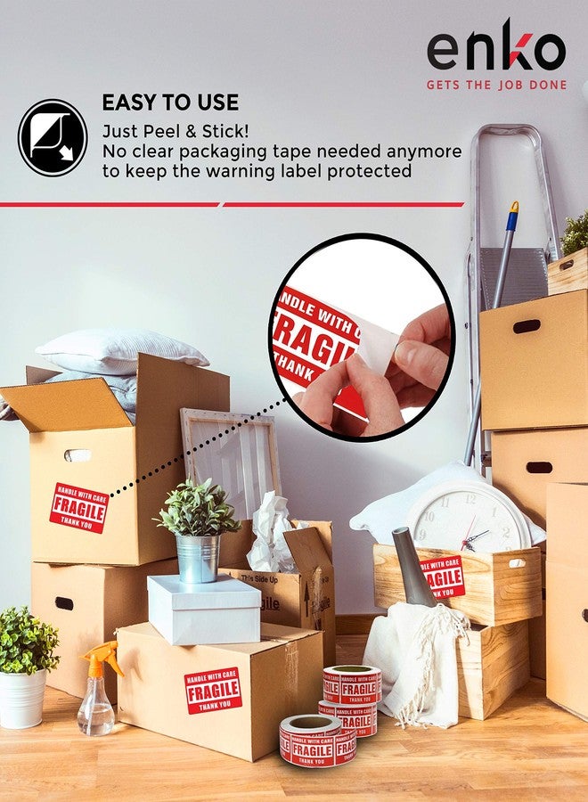 enKo Products enko 3 x 5 Inch Large Fragile Stickers Handle with Care Warning Packing Shipping Label - Permanent Adhesive (1 Roll, 500 Labels) - Image 4
