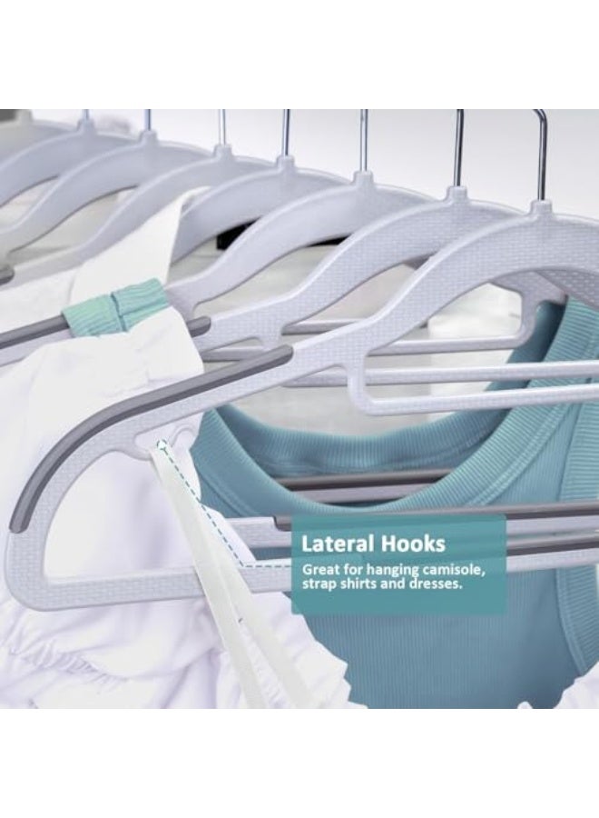 Clothes Hangers Plastic Premium 50pcs with Non-Slip Pads Durable & Elegant Closet Organizers for Shirts Everyday Standard Use Laundry Home and Wardrobe Enhancement 360 Degree Swivel Hook - Image 4