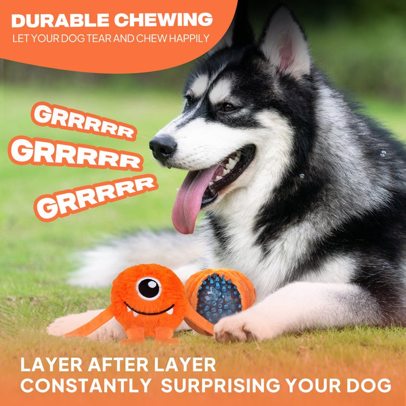 Fida Dog Chew Toys for Aggressive Chewers(3in1), Squeaky Dog Toys for Large Dogs, Interactive Dog Toys to Keep Them Busy, Dog Ball for Small, Medium and Large Dogs(Orange) - Image 3