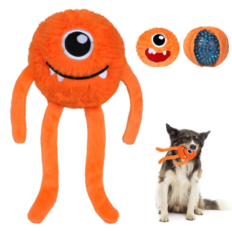 Fida Dog Chew Toys for Aggressive Chewers(3in1), Squeaky Dog Toys for Large Dogs, Interactive Dog Toys to Keep Them Busy, Dog Ball for Small, Medium and Large Dogs(Orange) - Image 1