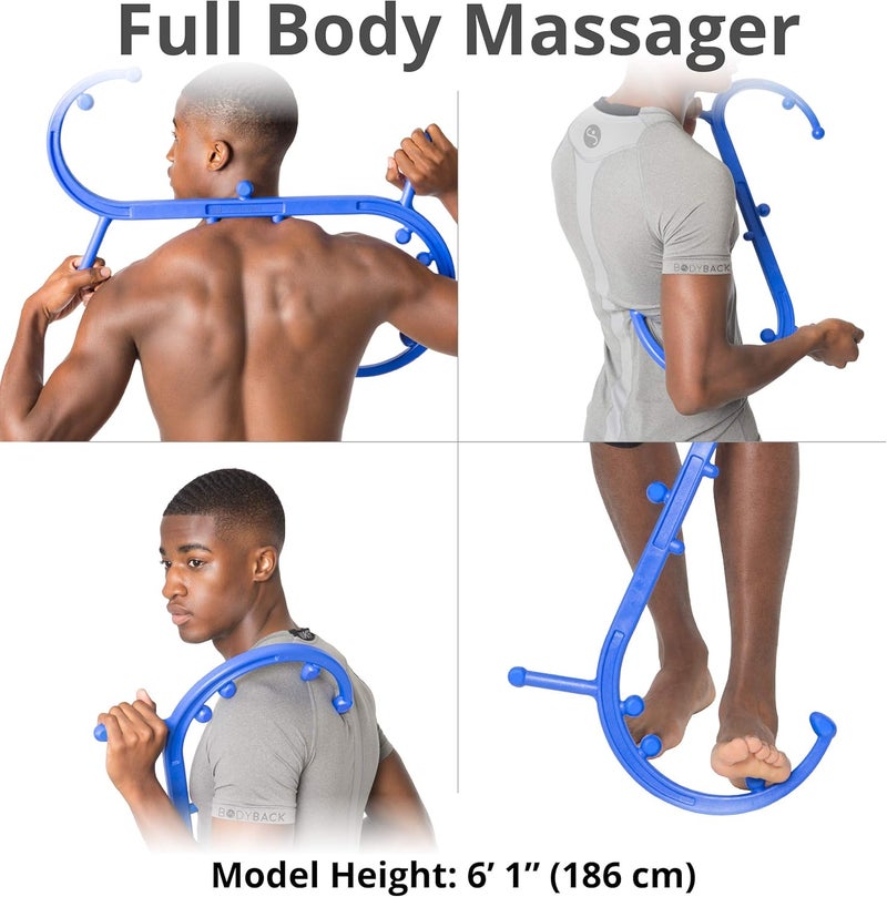 Body Back حزمة العناية بالصداع من بودي باك بادي الكلاسيكي وأدوات تدليك نقاط الزناد أكومساج مدلك الرقبة ومدلكات الظهر عصا التدليك مزيل عقد العضلات الأزرق - Image 4