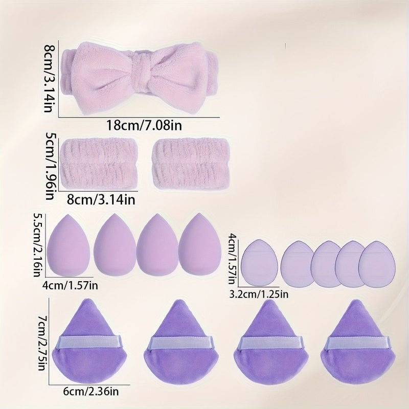 Pink 19 Piece Set Includes Butterfly Hairband Wristbands Makeup Sponges - Image 4