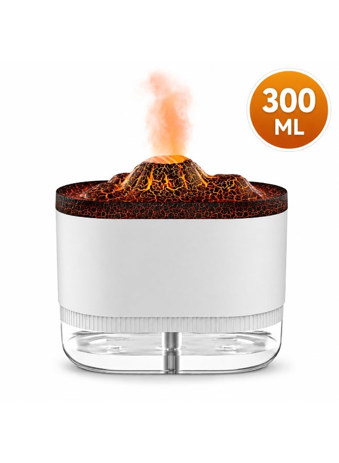 Shopit Volcano Humidifier Aroma Diffuser 300ML with LED Flame Effect - USB Air Humidifier & Essential Oil Diffuser for Room, Bedroom, Office & Car - Image 1
