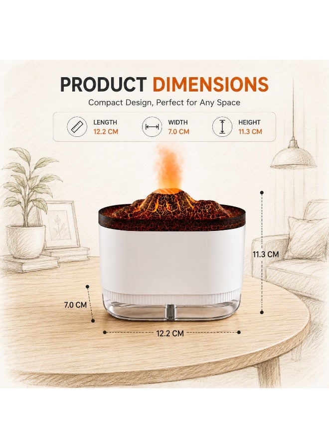 Shopit Volcano Humidifier Aroma Diffuser 300ML with LED Flame Effect - USB Air Humidifier & Essential Oil Diffuser for Room, Bedroom, Office & Car - Image 3