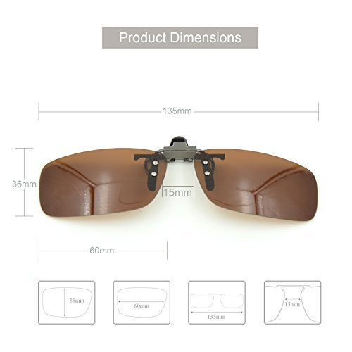 Besgoods Polarized Clip-on Flip up Sunglasses Metal Clip Lenses Glasses for Driving Fishing Cycling Outdoor Sport - Image 3