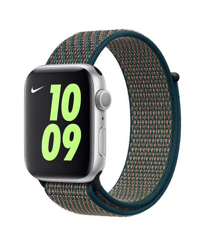 Watch حزام حلقة نايلون متوافق مع ساعة آبل 42mm 44mm 45mm 46mm 49mm، حزام رياضي ناعم منسوج، حزام معصم قابل للتعديل بديل لساعة آبل سلسلة Ultra / SE / سلسلة 1/2/3/4/5/6/7/8/9/10/11 - أخضر - Image 1