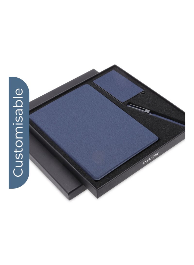 SANTHOME Personalised Sustainable Gift Set with Refillable Notebook, Pen & Cardholder - Navy - Image 5