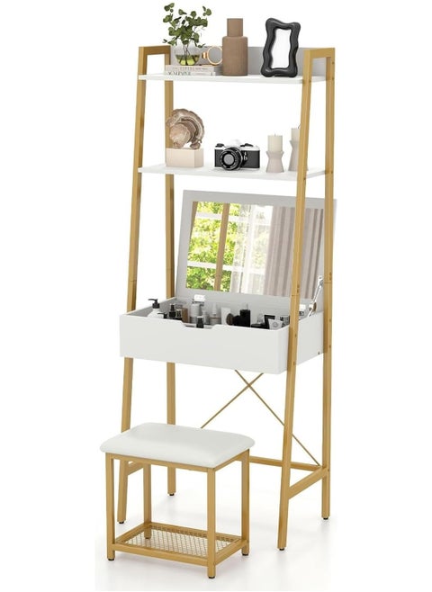 Vanity Desk Set with Stool Makeup Vanity Table with Mirror Small Makeup Vanity Dressing Table for Small Spaces Makeup Dressing Table Set for Bedroom