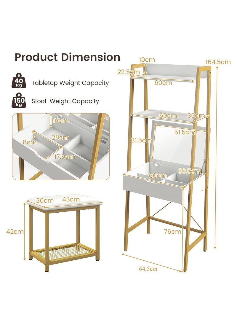 Royal Polar - Vanity Desk Set with Stool Makeup Vanity Table with Mirror Small Makeup Vanity Dressing Table for Small Spaces Makeup Dressing Table Set for Bedroom - Image 1