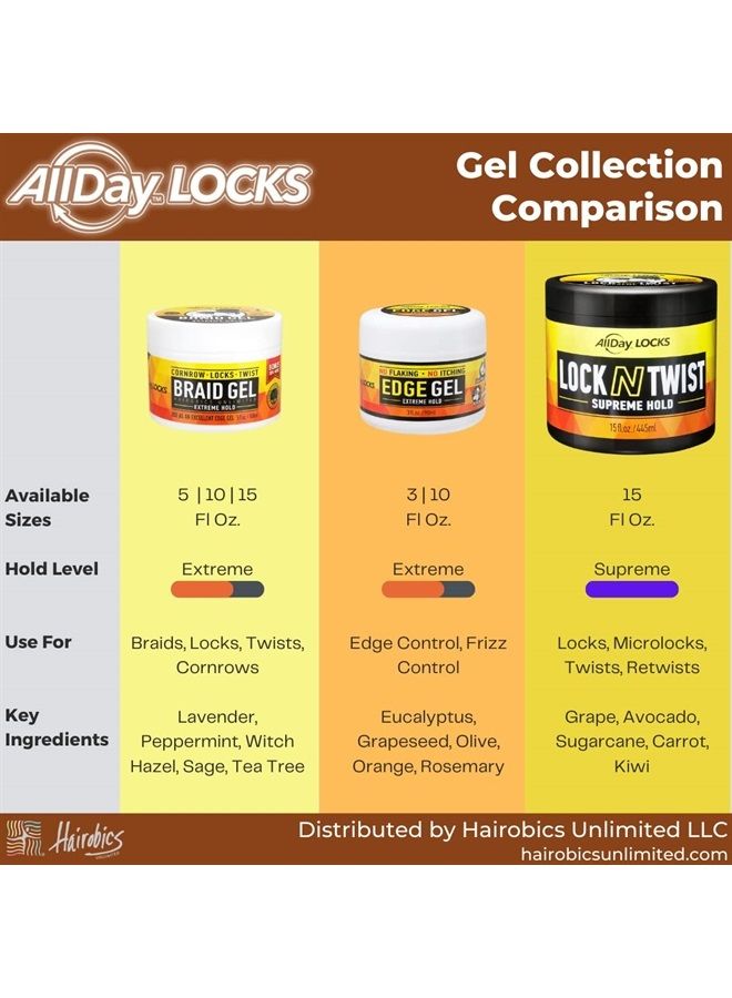 AllDay Locks Braid Gel | Extreme Hold, Smooths & Tames Frizz | No Flaking or Drying | High Shine, Long Lasting for Braids, Locks, Twists, Cornrows | 5 oz - Image 5