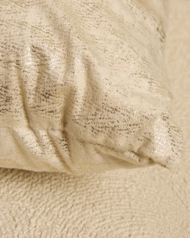 REDTAG Ivory Velvet Cushion With Foil Print