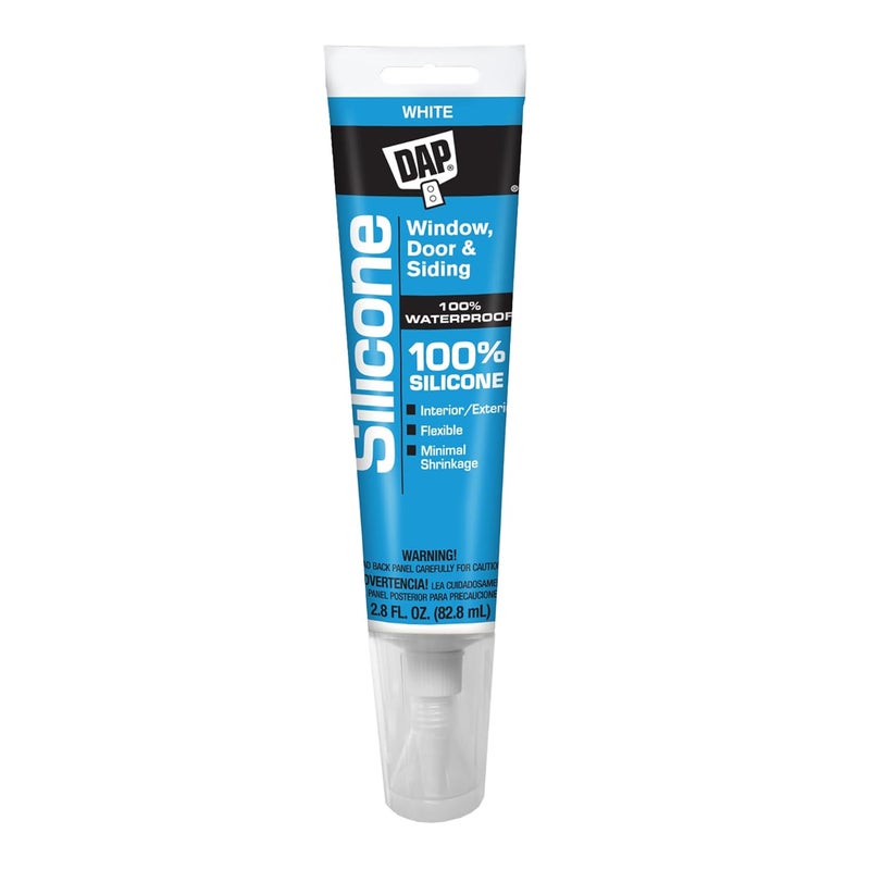 DAP 100% Silicone Multi-Purpose Sealant, Waterproof, 2.8 oz, White - Image 1