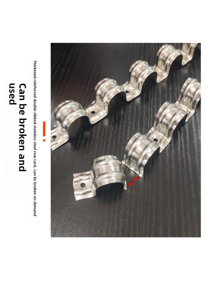 Stainless Steel Card 20 Tube Row Single Side Horse Card 16 Clip Thickened Ohm Card Iron Fixing Snap-on Line Pipe Clamp-Series:32mm Stainless Steel Row Card 1 Position (1 Bag) Double Rib Widening-Model:Standard  - Image 5