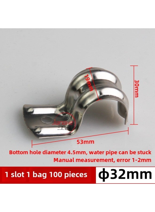 Stainless Steel Card 20 Tube Row Single Side Horse Card 16 Clip Thickened Ohm Card Iron Fixing Snap-on Line Pipe Clamp-Series:32mm Stainless Steel Row Card 1 Position (1 Bag) Double Rib Widening-Model:Standard  - Image 1