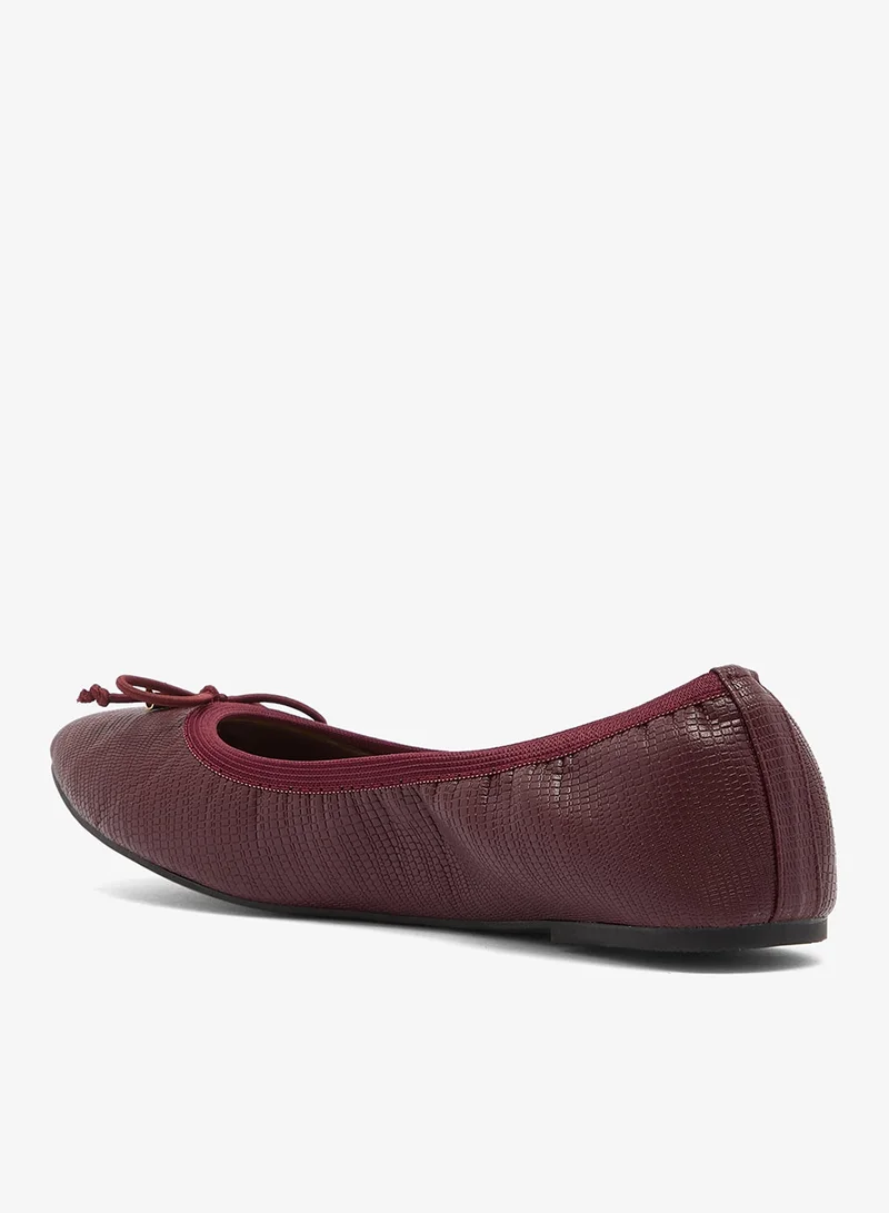 Ginger Burgundy Foldable Textured Ballet Flats for Women | Best Price UAE