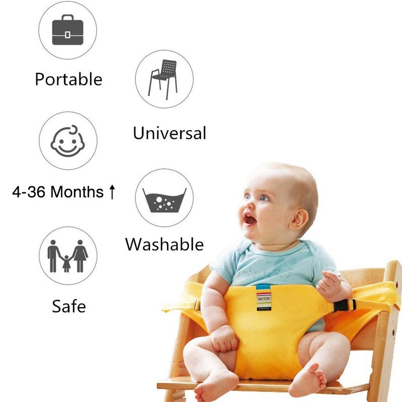 Lychee Harness Seat for High Chair Baby Feeding Safety Seat with Strap, Toddler Booster Harness Belt Portable Dining Seat Strap for Travel Home Restaurant Shopping (Yellow) - Image 3