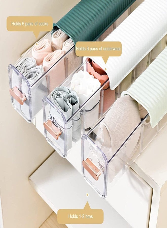 Flerific Acrylic 6 Cells Underwear Box Wall Mounted Underwear Organizer Divided Dresser Organizer Clear Window Socks For Dorm - Image 4
