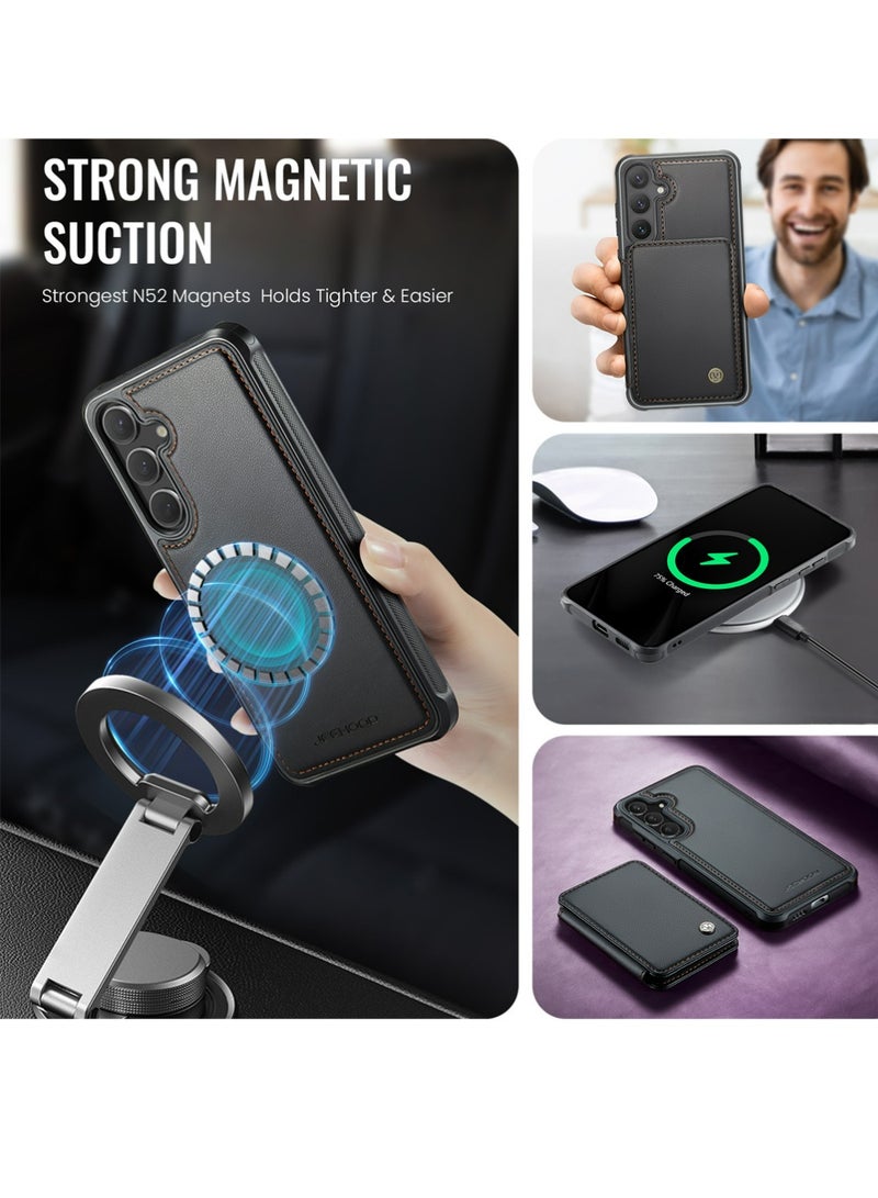جيهود حافظة محفظة لهاتف Samsung Galaxy A56 متوافقة مع MagSafe للرجال والنساء، حافظة هاتف مغناطيسية قابلة للفصل مع حامل بطاقات ووظيفة حجب RFID لهاتف Galaxy A56 - Image 4