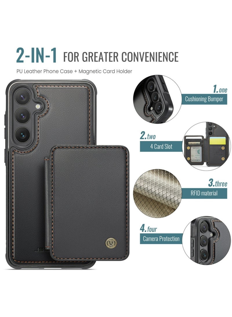 جيهود حافظة محفظة لهاتف Samsung Galaxy A56 متوافقة مع MagSafe للرجال والنساء، حافظة هاتف مغناطيسية قابلة للفصل مع حامل بطاقات ووظيفة حجب RFID لهاتف Galaxy A56 - Image 2