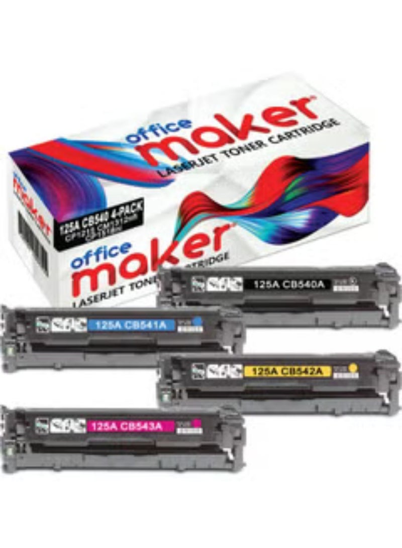 Office Maker CB540A/CB541A/CB542A/CB543A (4 Piece Compatible Toner Set Laserjet Multicolour) - Image 1