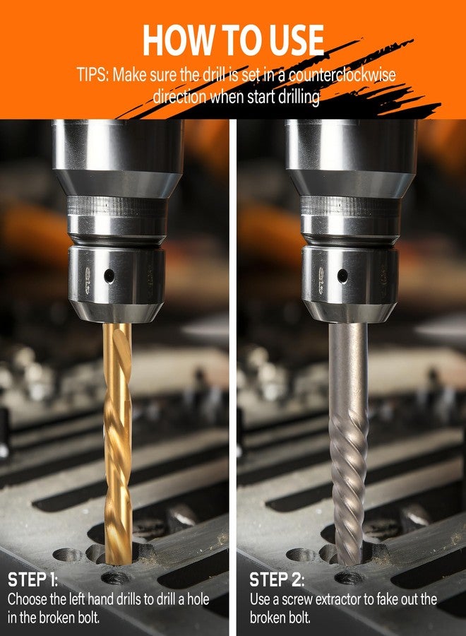 كيندو مجموعة مستخرج البراغي من KENDO، مكونة من 46 قطعة - مجموعة مستخرج البراغي التالفة من HSS، لإزالة البراغي والصواميل والمسامير المفككة، ومزيل صواميل العجلة مع محول مقبس سداسي من ¼ بوصة إلى ⅜ بوصة - Image 3