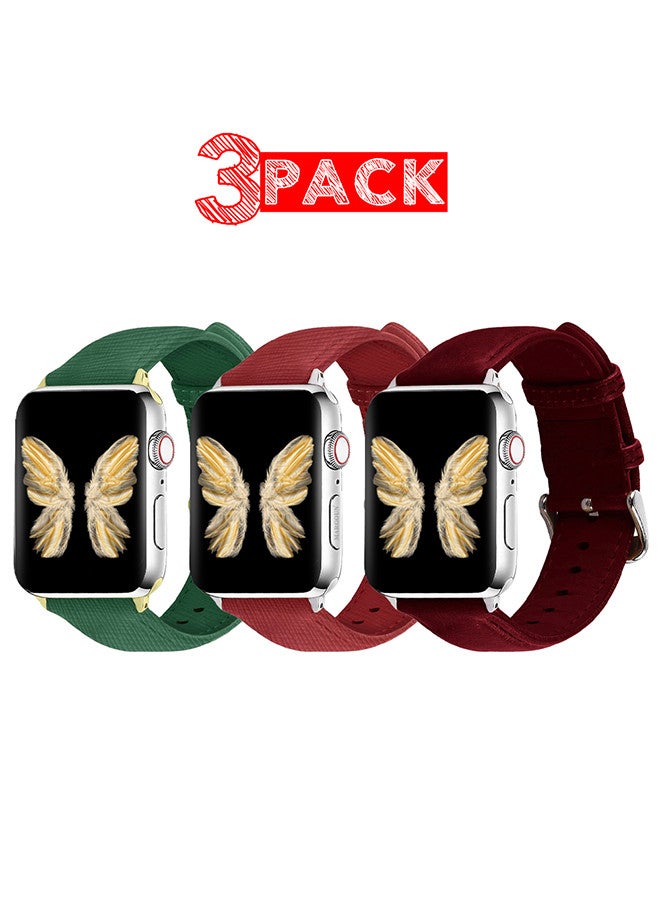 CATANES 3 Pack For Apple Watch Band 38mm/40mm/41mm Leather Band Buckle Strap Wristband Compatible with Apple watch series 7/6/5/4/3/2/1/SE - Image 1