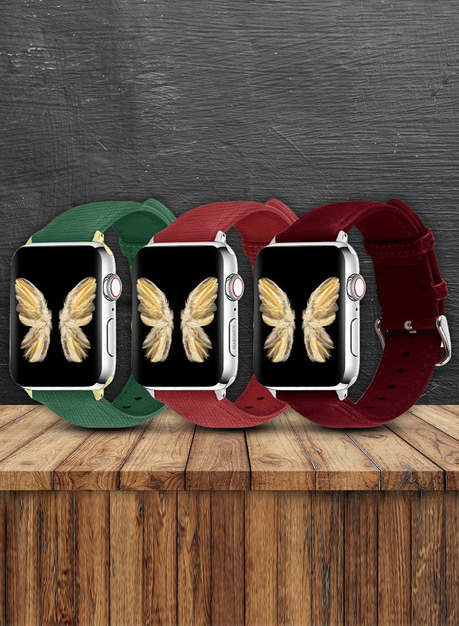 CATANES 3 Pack For Apple Watch Band 38mm/40mm/41mm Leather Band Buckle Strap Wristband Compatible with Apple watch series 7/6/5/4/3/2/1/SE - Image 2