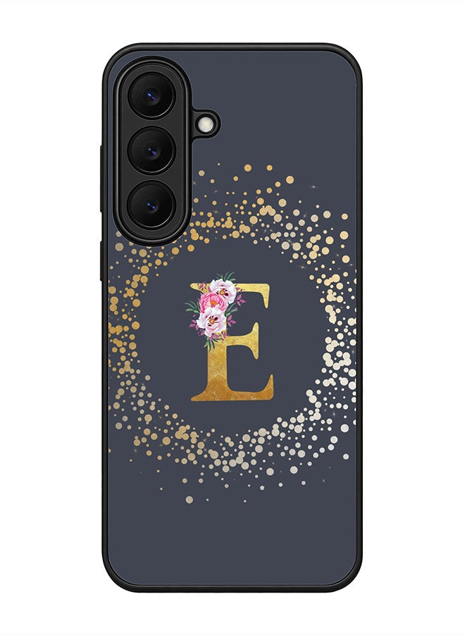 Stylizedd Rugged Case for Samsung Galaxy S26 FE- Slim Fit Hybrid Rubber Cover Floral Monogram - E (Grey)