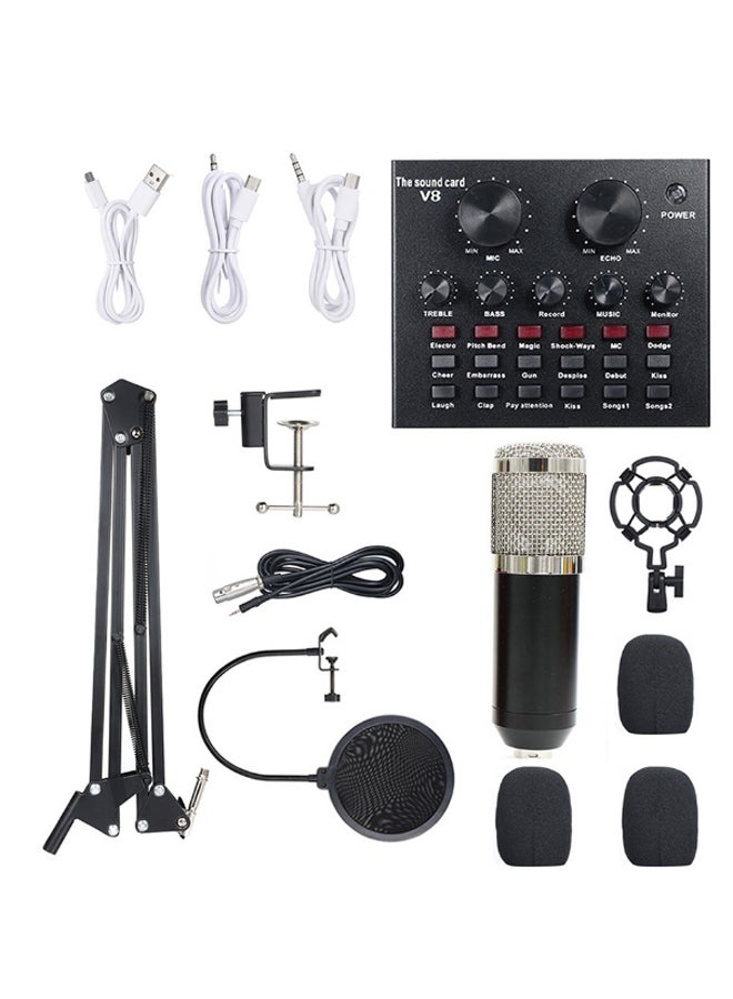 13-Piece Multi-Functional Live Sound Card Set Black/White/Silver - Image 1