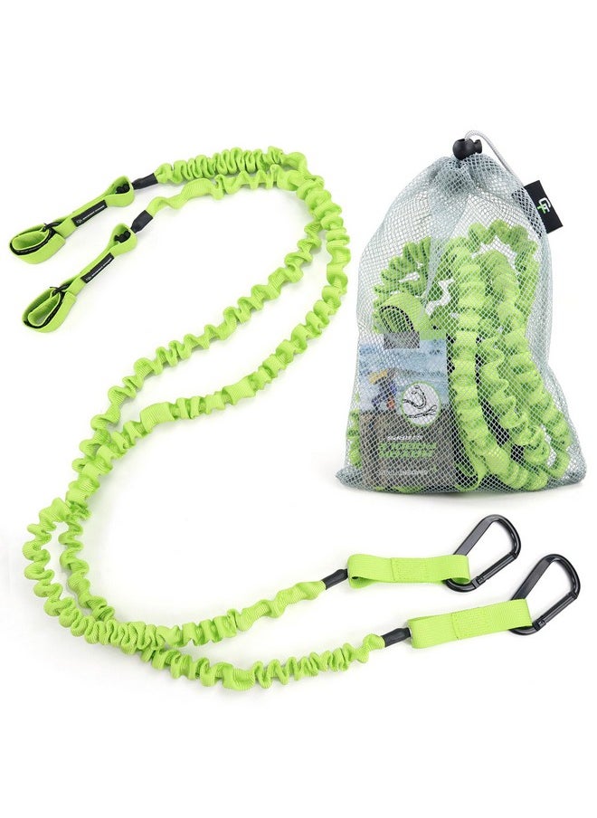 Gradient Fitness 2 Pack Kayak Paddle Leash, 58 Feet Stretchable Paddle Strap With Carabiner Secure Leash Lanyard Rope For Sup Kayak Canoe Paddle Fishing Pole Rod (Green)  - Image 1