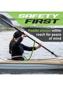 Gradient Fitness 2 Pack Kayak Paddle Leash, 58 Feet Stretchable Paddle Strap With Carabiner Secure Leash Lanyard Rope For Sup Kayak Canoe Paddle Fishing Pole Rod (Green)  - Image 3