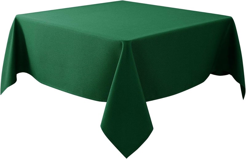 Biscaynebay Textured Fabric Table Cloth Tablecloths 60 X 60 Inches Square, Hunter Green Water Resistant Spill Proof Tablecloths for Dining, Kitchen, Wedding and Parties etc. Machine Washable - Image 1