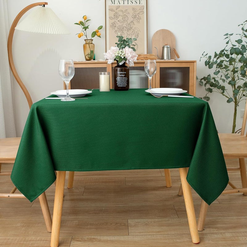 Biscaynebay Textured Fabric Table Cloth Tablecloths 60 X 60 Inches Square, Hunter Green Water Resistant Spill Proof Tablecloths for Dining, Kitchen, Wedding and Parties etc. Machine Washable - Image 2