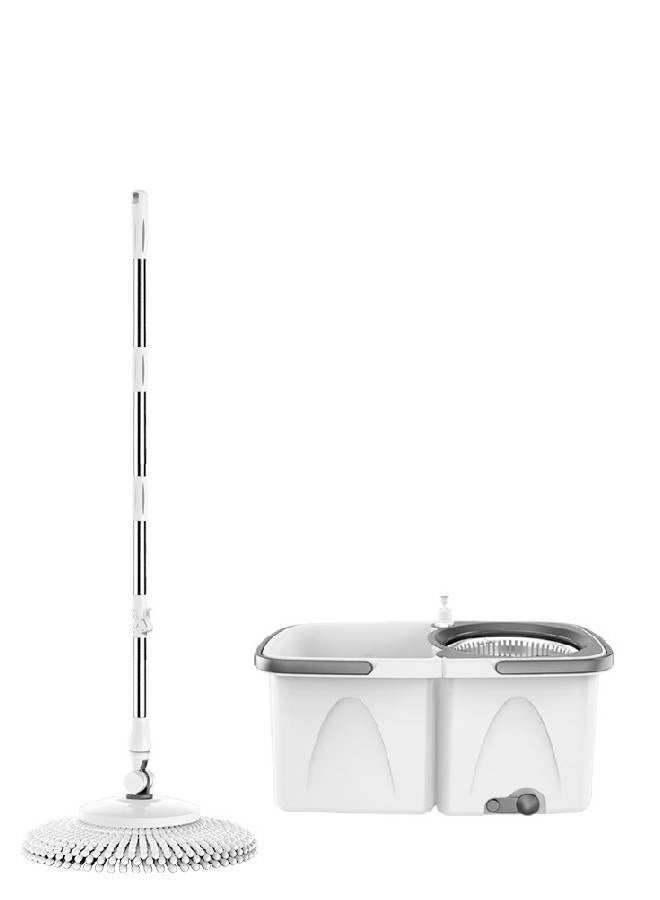 NKX Deluxe 360 Spin Mop with Foldable Dual Compartment Bucket 48cm x 25cm x 23cm Bucket 130cm Adjustable Handle - Image 1