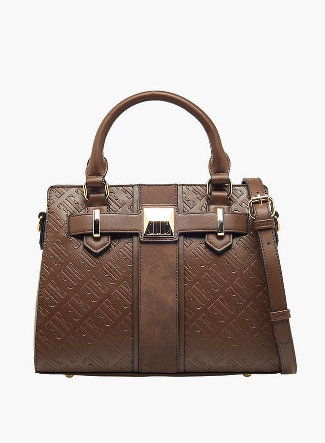 ايل حقيبة يد مونوجرام بنقش بارز مع حزام قابل للفصل وإغلاق بسحاب - Image 1