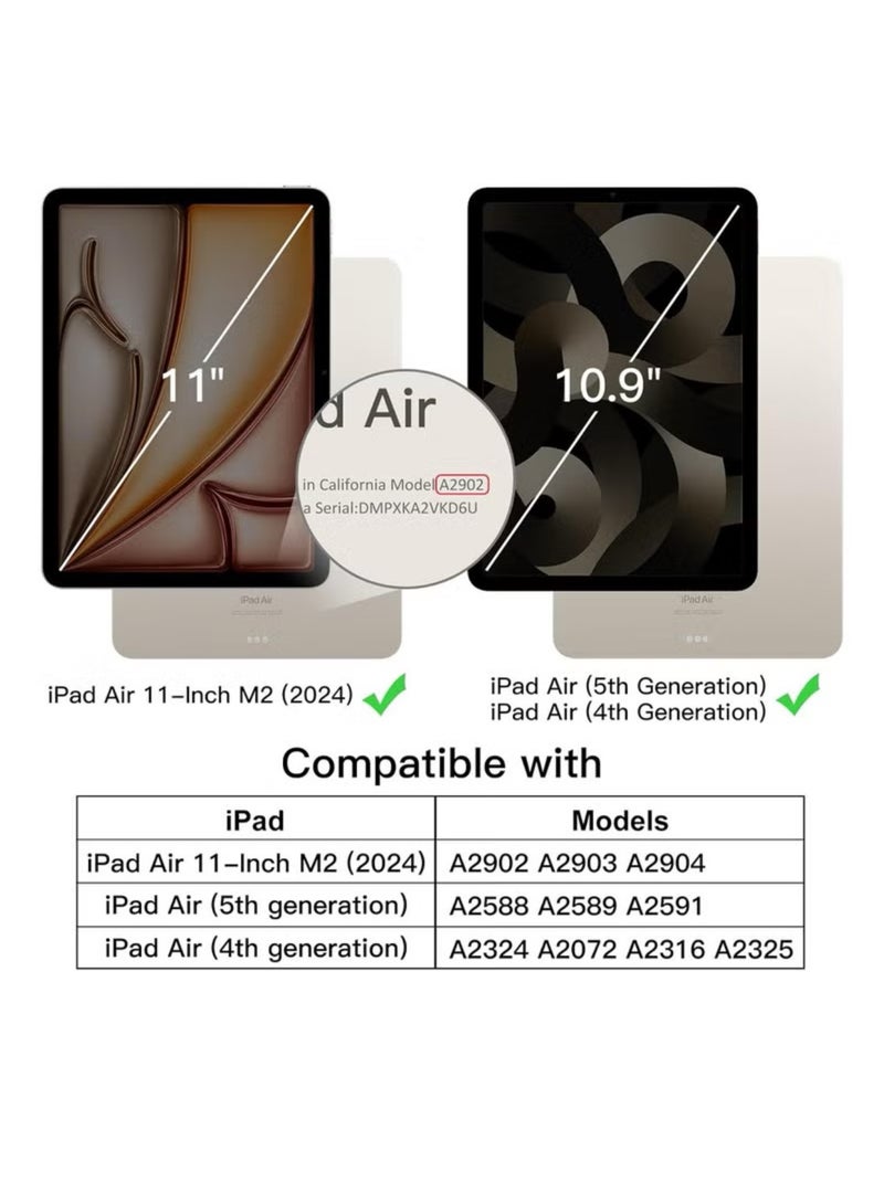 Case for iPad Air 11-Inch M2 (2024), iPad Air 5/4 (2022/2020 5th/4th 10.9-Inch) Built-in Pencil Holder Flexible Back Cover, Trifold Stand, Auto Sleep Wake Rebound Series Clear / Black - Image 2
