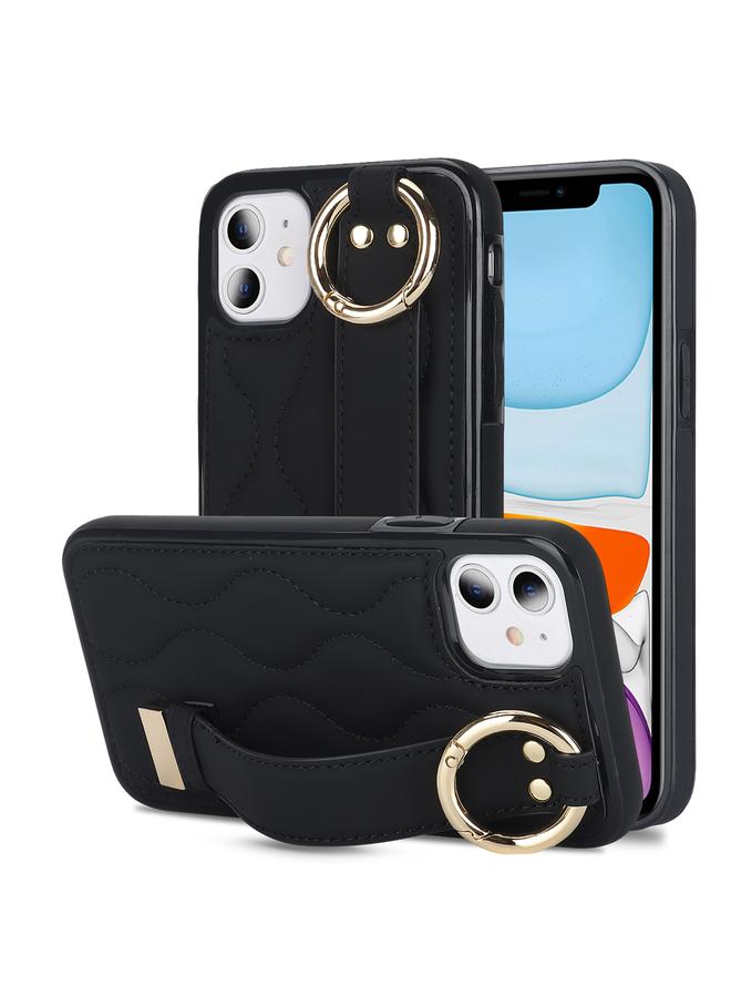 إيروريكس جراب لهاتف iPhone 11، جراب هاتف PU غير قابل للانزلاق مع حلقة تغطية كاملة مع سوار معصم - Image 1