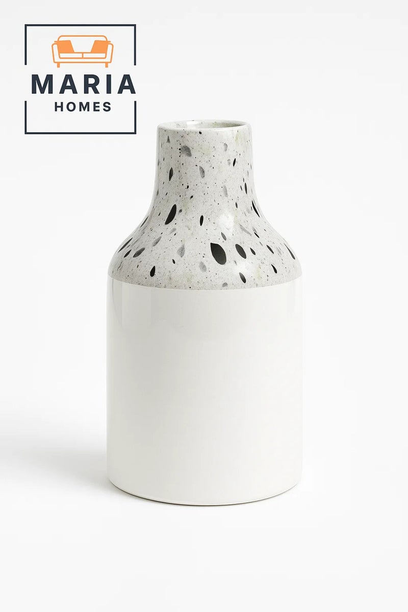 ماريا هومز مزهرية خزفية بيضاء برقبة مرقطة من التيرازو – أصيص زهور عصري لامع مزخرف - Image 4