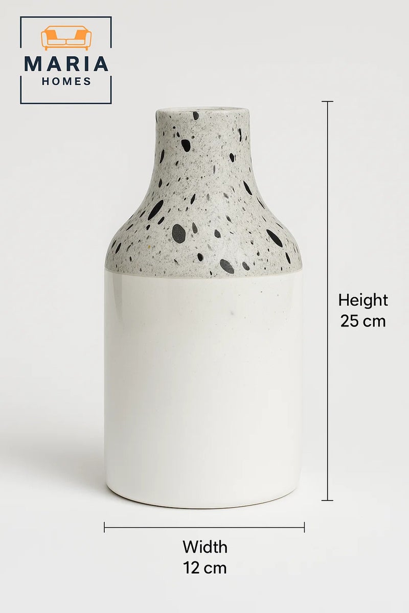 ماريا هومز مزهرية خزفية بيضاء برقبة مرقطة من التيرازو – أصيص زهور عصري لامع مزخرف - Image 5