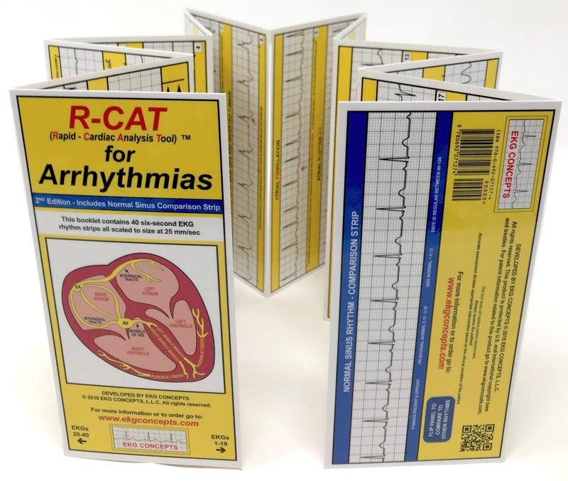 R-CAT for Arrhythmias EKG Pocket Reference Guide â€“ Contains Literally Every EKG Rhythm Known - Great Study Booklet for EKG Interpretation - Cardiac Rhythm Interpretation Made Easy